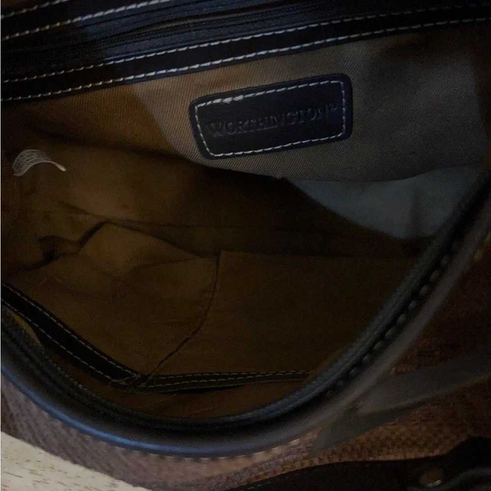 Worthington Elegant Brown Woven Hobo Bag with Brown Accents